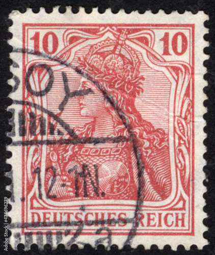 Postage stamps of the German Empire. Stamp printed in the German Empire. Stamp printed by German Empire.