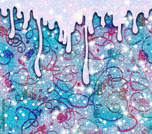 Tumbler Template 20 oz 23,62cmх20,83cm- PNG masks.Abstraction, 3d effect. Colorful ornament with hearts and sweets. Foam smudges. Glitter and holidays. On Valentine's Day, Christmas. Banner, postcard