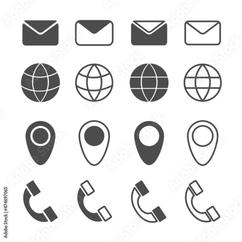 Black usiness card icons om white background