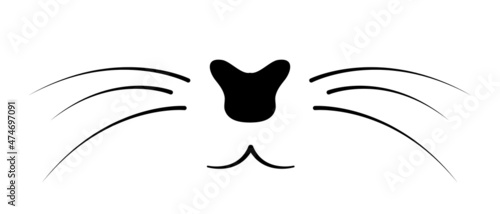 Doodle cat mustache icon isolated on white.
