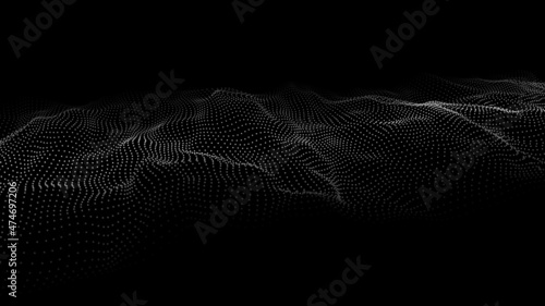 Wave of particles. Technology background concept dynamic wave Vector illustration. Futuristic point wave.