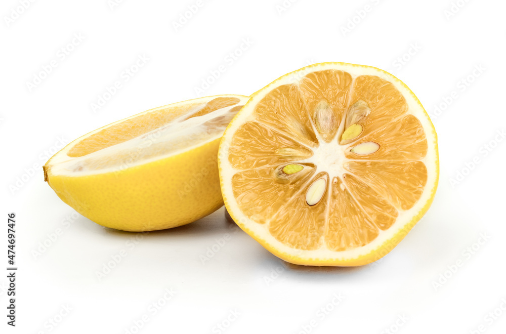 Fresh half lemon on white background Fresh half lemon on white background