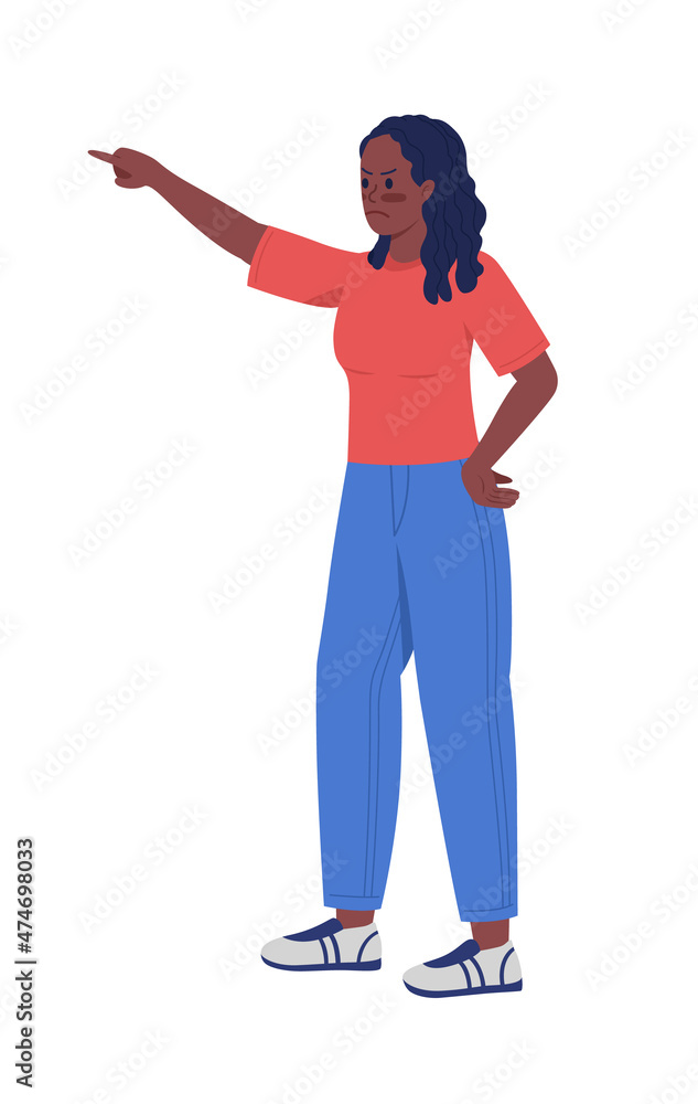 Angry mother scolding semi flat color vector character. Standing figure. Full body person on white. Upset mom isolated modern cartoon style illustration for graphic design and animation