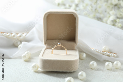 Konstfotografi Concept of wedding accessories with wedding ring, close up