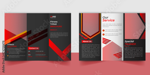 Abstract Fitness gym trifold brochure template