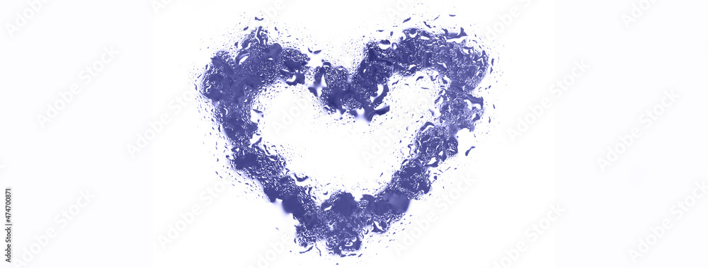 purple heart under glass surface with water drops close. Valentines background, love, date concept purple heart under glass surface with water drops close. Valentines background, love, date concept