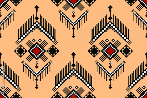 Geometric ethnic oriental seamless pattern traditional Design for background,carpet,wallpaper.clothing,wrapping,Batik fabric,Vector illustration.embroidery style - Sadu, sadou, sadow or sado