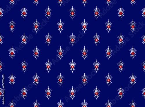 Geometric ethnic oriental seamless pattern traditional Design for background,carpet,wallpaper.clothing,wrapping,Batik fabric,Vector illustration.embroidery style - Sadu, sadou, sadow or sado