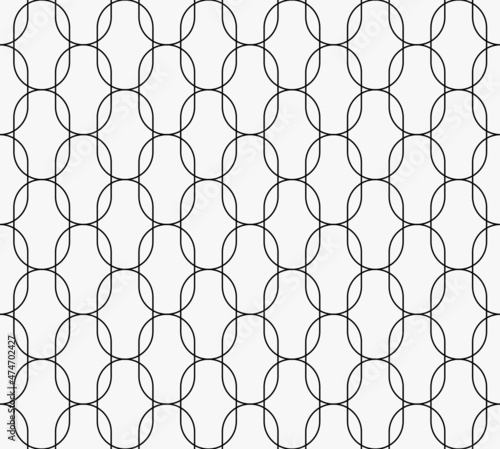 Oval seamless pattern stroke vector illustration. Modern monochrome stylish texture
