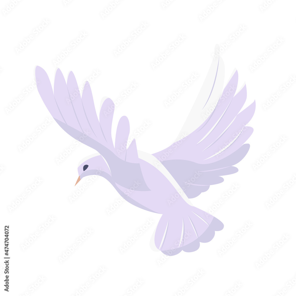 White pigeon dove flying isolated on white background. Peace symbol. Vector illustration. White pigeon dove flying isolated on white background. Peace symbol. Vector illustration.