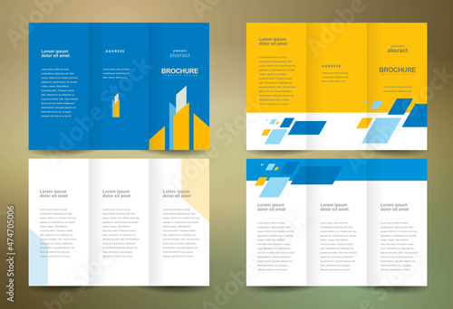 Set Tri-fold brochure design template abstract theme