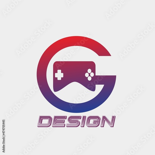 Logo design template, with letter G and a joystick suitable for gaming company logo