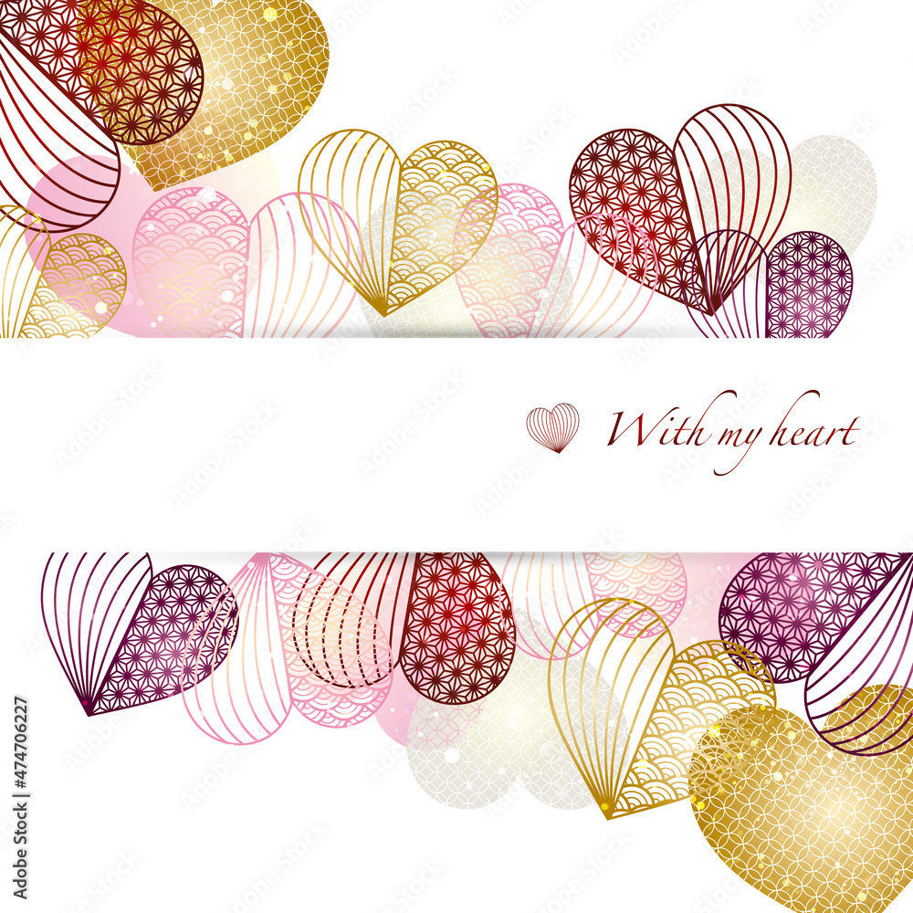 和柄のハート形イラスト背景 Stock Vector Adobe Stock