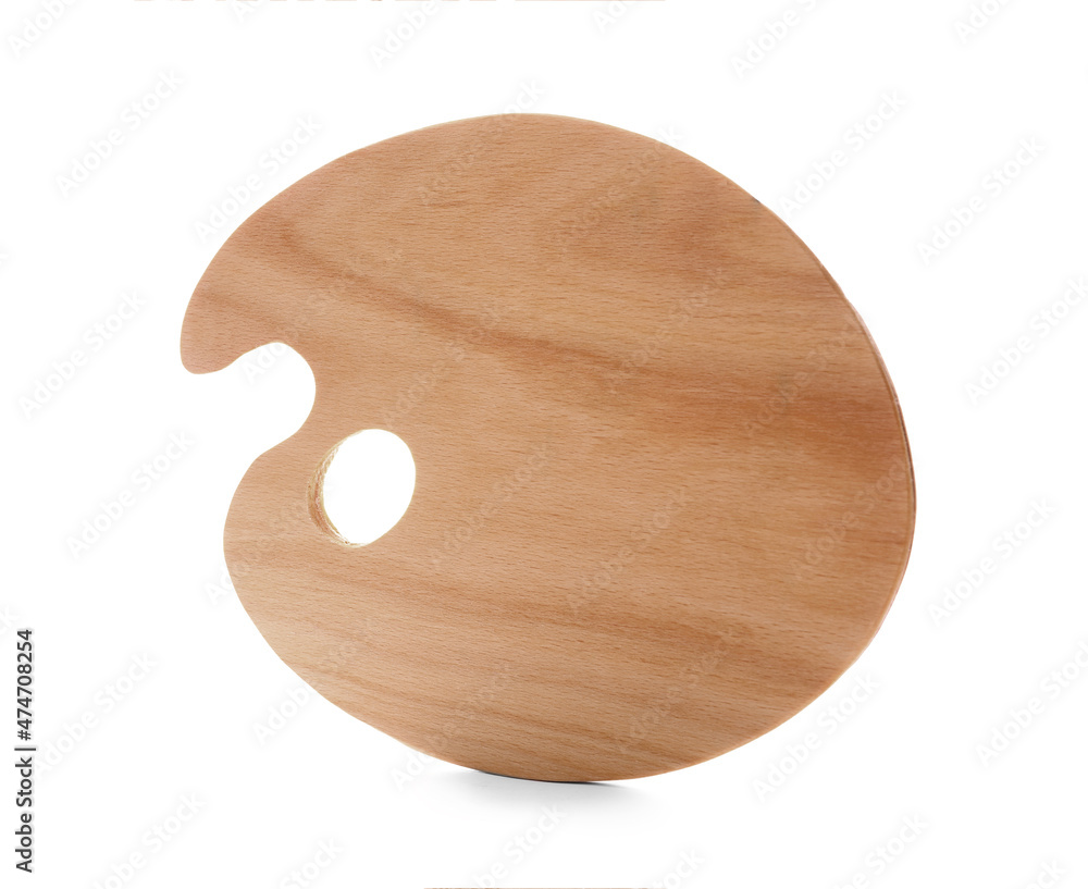 New wooden paint palette isolated on white. Art accessory New wooden paint palette isolated on white. Art accessory