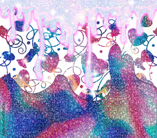 Tumbler Template 20 oz 23,62cm20,83cm- PNG masks.Abstraction, 3d effect. Colorful ornament with hearts and sweets. Foam smudges. Glitter and holidays. On Valentine's Day, Christmas. Banner, postcard.