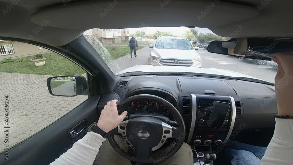 man steering driving car point of view man steering driving car point of view