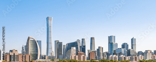 Sunny scenery of high-rise buildings in Beijing CBD, China