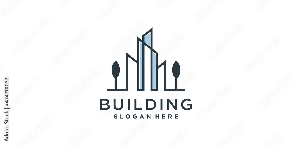 Modern building logo with simple and creative concept Modern building logo with simple and creative concept