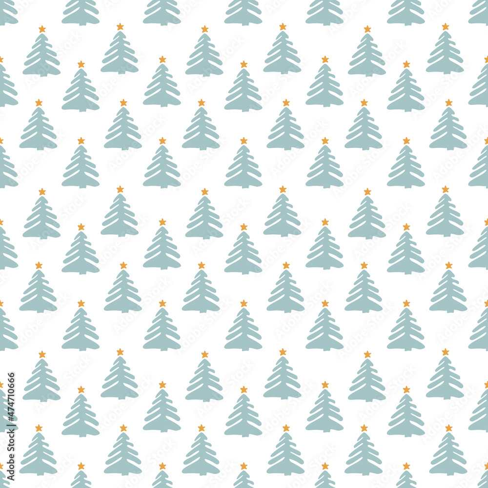 Sketch Christmas Tree Seamless Pattern, New Year Background Sketch Christmas Tree Seamless Pattern, New Year Background