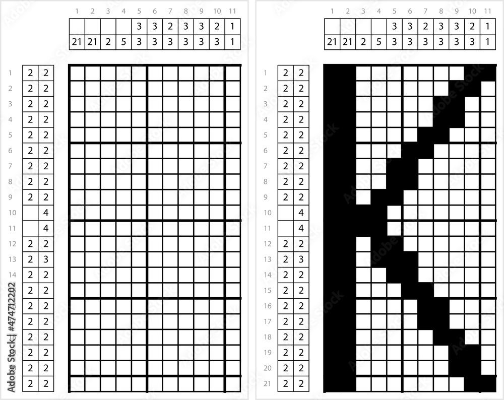 Fototapeta premium Alphabet K Nonogram Pixel Art M_2112001