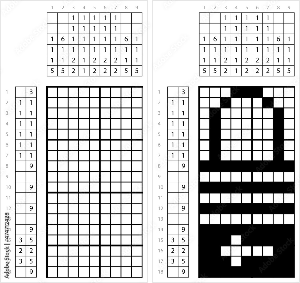 Fototapeta premium Lock Icon Nonogram Pixel Art M_2112001