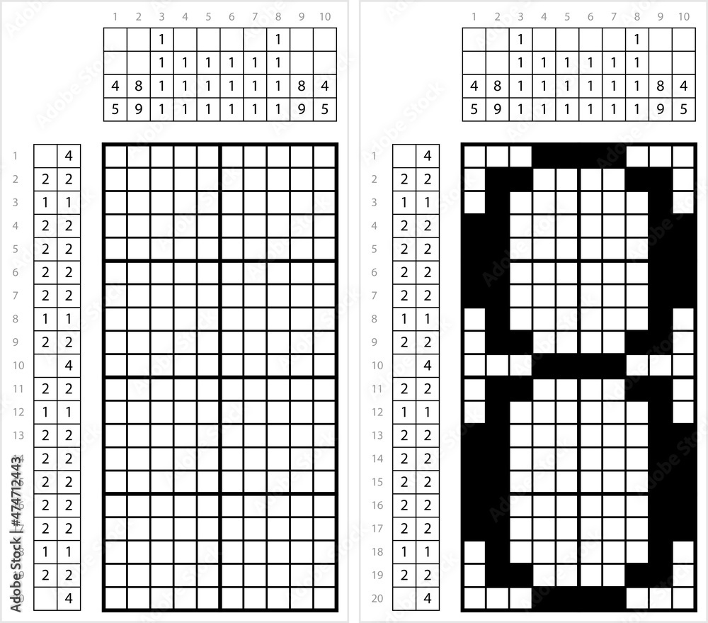 Fototapeta premium Number Eight Nonogram Pixel Art M_2112001