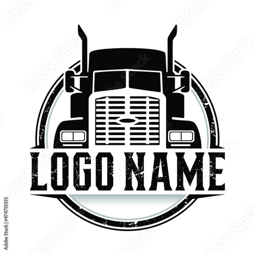 truck company logo. 18 wheeler truck badge concept logo vector isolated. EPS 10 file. Ready made logo template set vector isolated