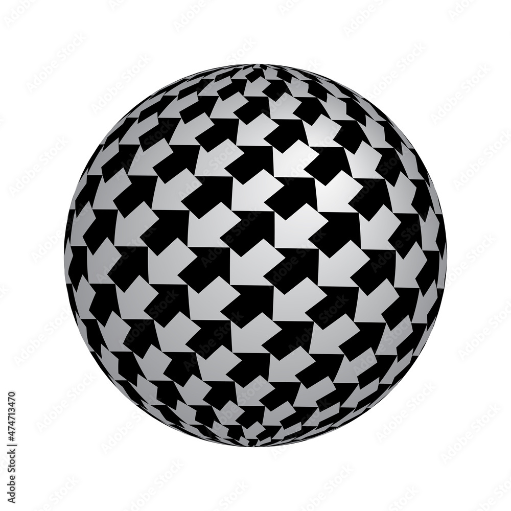 Globe with arrows pattern. 3D spherical shape. Globe with arrows pattern. 3D spherical shape.