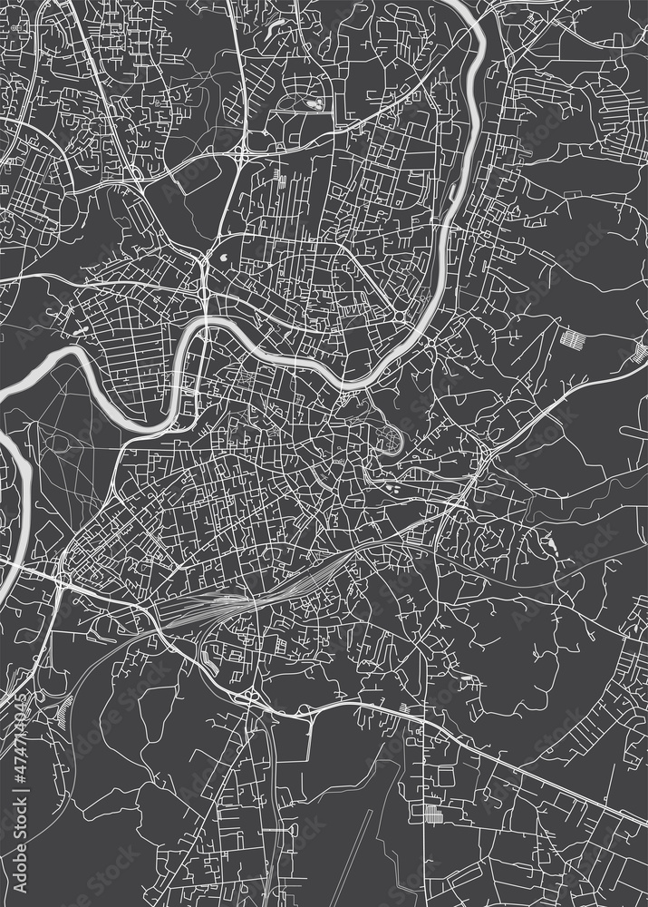 City map Vilnius, monochrome detailed plan, vector illustration