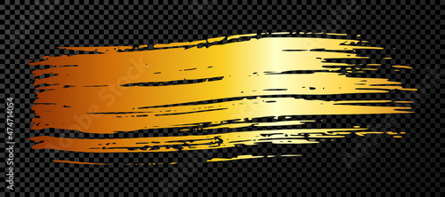 Gold brush stroke on dark transparent background