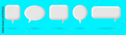 3d speech bubble icon. Set of communication bubbles or chat icons. 3D blank template of quick tips badge or message box. Vector Illustrations.