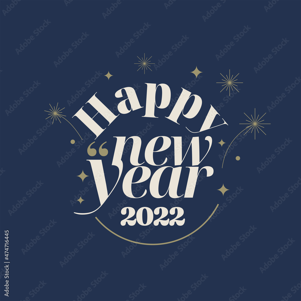Happy New Year greeting banner vector illustration with typography style.