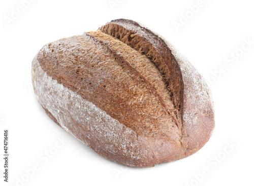 Loaf of tasty rye sodawater bread isolated on white