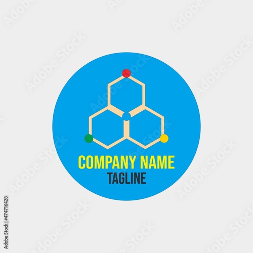 Logo design template, with three hexagons suitable for tech company logo