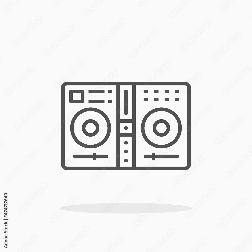 DJ mixer icon. Outline style. Editable Stroke and pixel perfect. Vector illustration. Enjoy this icon for your project.