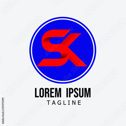 Free Download Red initial letter S and K logo design with circle - GFXLoad