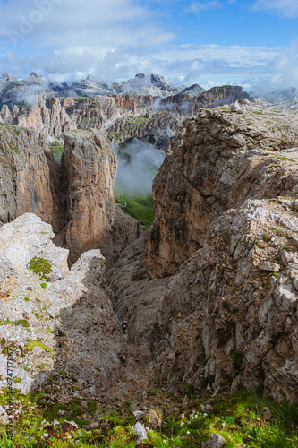 The spectacular nature of the peaks of the Italian Dolomites, near the Gardena pass, Trentino Alto Adige - August 2021.