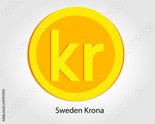 Sweden krona golden vector illustration. Sweden krona money currency