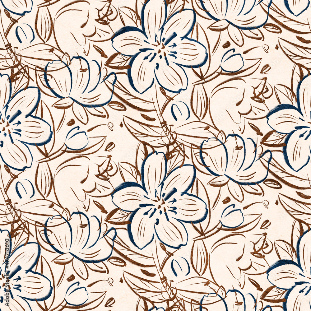 Seamless pattern with bright tropical flowers Seamless pattern with bright tropical flowers