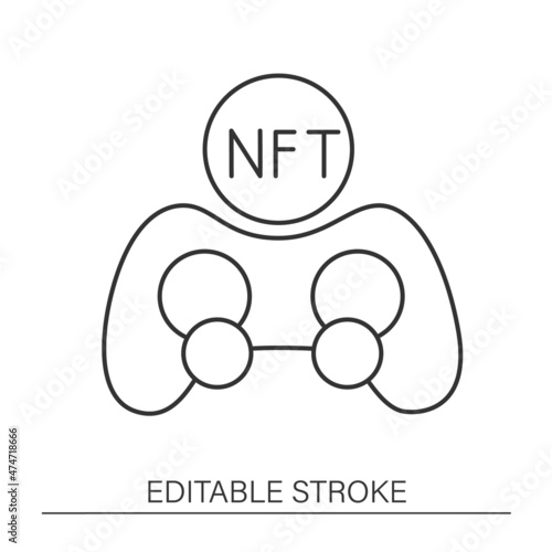  Joystick line icon. Non fungible token. Online gaming. NFT concept. Isolated vector illustration.Editable stroke