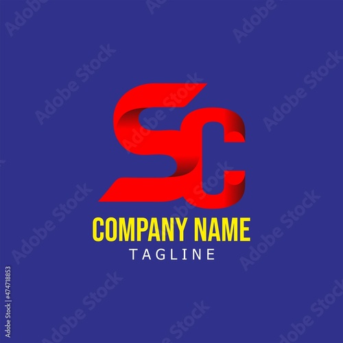Red initial letter S and C logo design