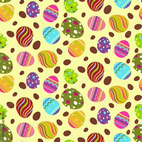 Seamless pattern of coloured Easter eggs 