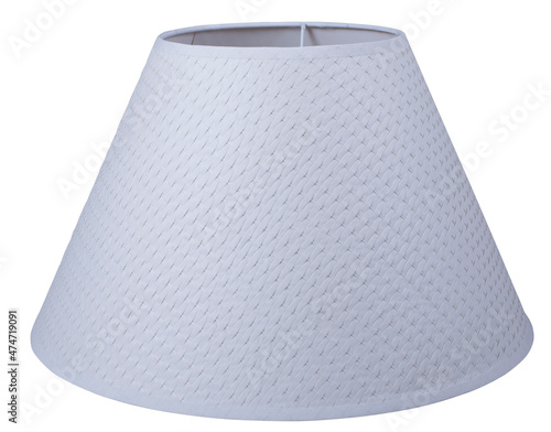 classic empire cone bell shaped white tapered woven lampshade on a white background isolated close up shot 