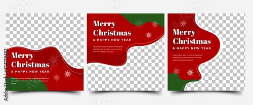 Merry Christmas and happy new year square banner template design collections. Editable modern promotion banner with place for the photo. Usable for social media post, banner, card, and website.	