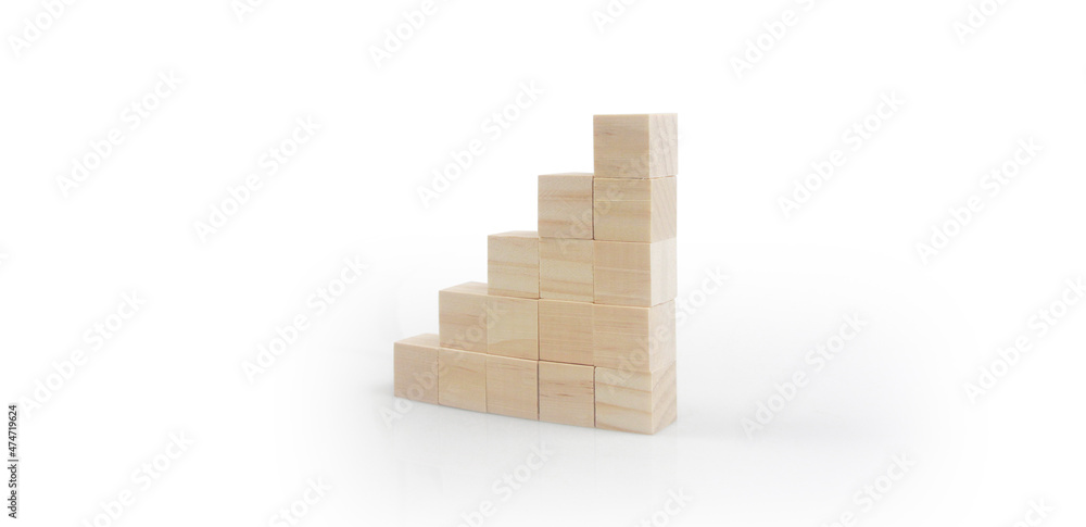 Wooden blocks chart steps with copy space Wooden blocks chart steps with copy space