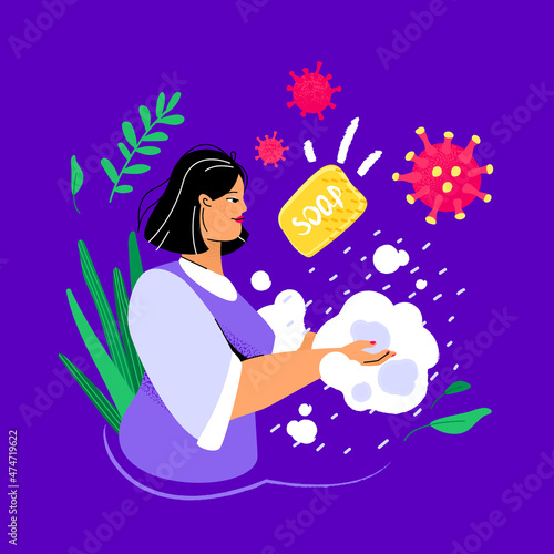 Wash your hands - colorful flat design style illustration