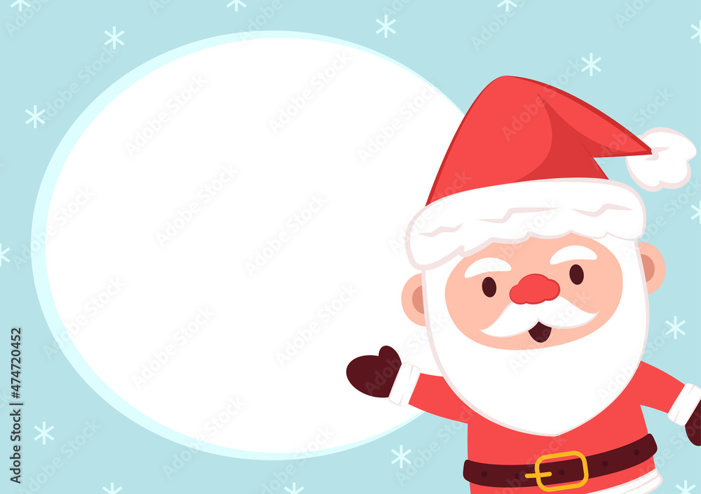 Christmas label vector. free space for text. Sale card. Cute Santa Claus cartoon.