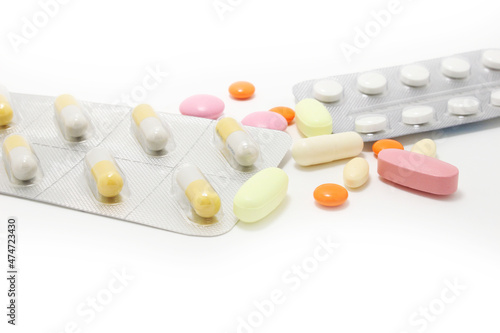 Medical / health-care concept: Colorful isolated pills