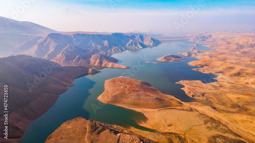 aerial view of lake Azat in Armenia