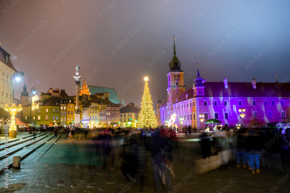 Fototapeta premium Warszawa, Warszawa stare miasto, Starówka w Warszawie, Zimowa Warszawa, Zima Warszawska Starówka
